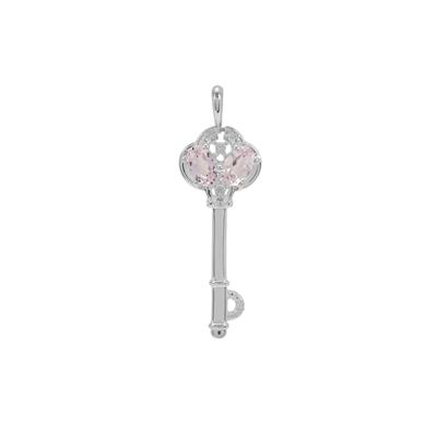 Minas Gerais Kunzite Pendant with White Zircon in Sterling Silver 1.30cts
