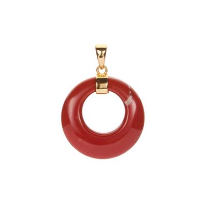 Red Jasper Pendant in Gold Tone Sterling Silver 22cts