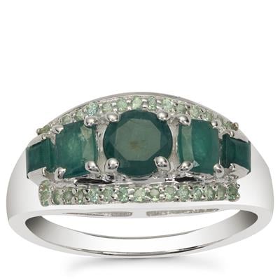Grandidierite Ring with Alexandrite in Sterling Silver 1.25cts