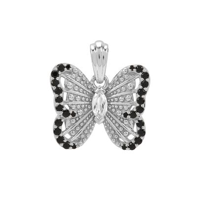 White Zircon Pendant with Black Spinel in Sterling Silver 0.75ct