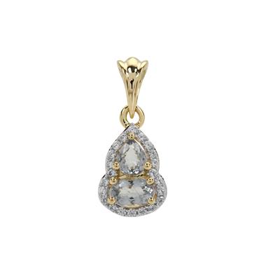 Cuprian Tourmaline Pendant with White Zircon in 9K Gold 1.05cts