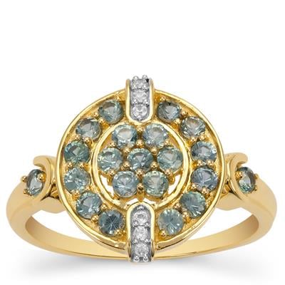 Montana Sapphire Ring with White Zircon in 9K Gold 1.10cts.