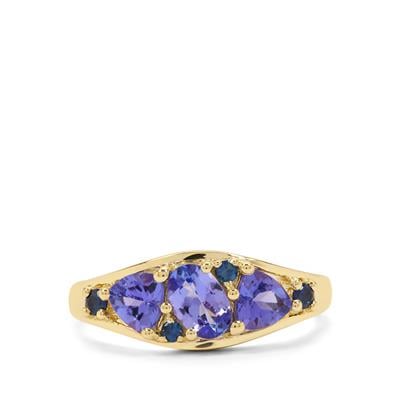AA Tanzanite Ring with Thai Sapphire in 9K Gold 1.25cts