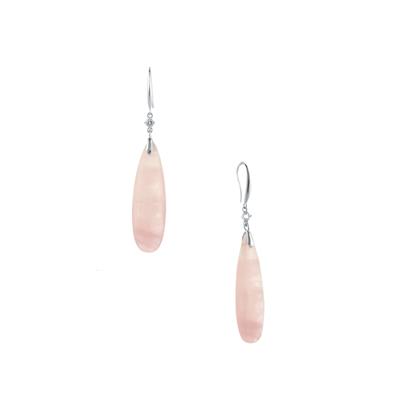 Rose Quartz Earrings with White Topaz in Sterling Silver 45.10cts