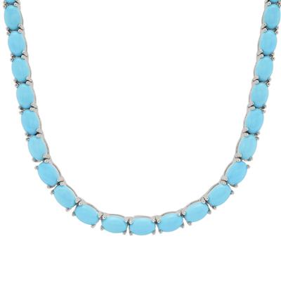 Sleeping Beauty Turquoise Necklace in Rhodium Flash Sterling Silver 32.70cts