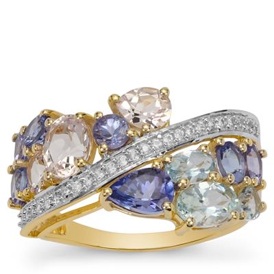 AA Tanzanite Ring with Multi Gemstone in 9K Gold 3.25cts