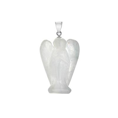 White Quartz Angel Pendant  in Sterling Silver 91cts