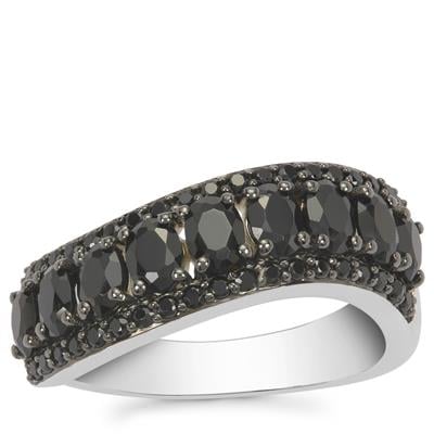 Black Spinel Ring in Sterling Silver 2.45cts