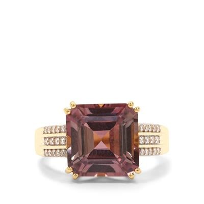 Pink Diaspore Ring with Diamond in 18K Gold 6.65cts