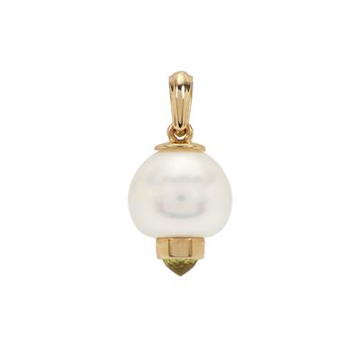 South Sea Cultured Pearl Pendant with Ambilobe Sphene in 9K Gold (11mm)