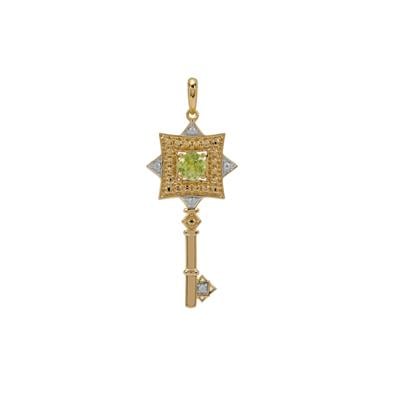 Ambilobe Sphene Pendant with White Zircon in Gold Plated Sterling Silver 0.60cts