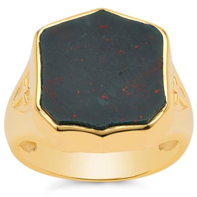 Bloodstone Ring in Gold Plated Sterling Silver 6.85cts