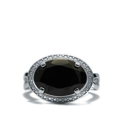 Black Spinel Ring in Sterling Silver 6.56cts