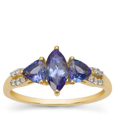 Tanzanite Ring with White Zircon in 9K Gold 1.25cts