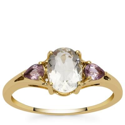 Hyalite Ring with Pink Sapphire in 9K Gold 1cts