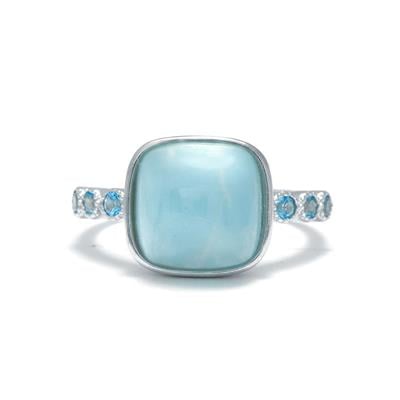 Aquamarine Ring with Blue Topaz in Sterling Silver 3.75cts