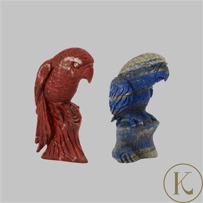 Hand Carved Gemstone Macaw - Available in Lapis Lazuli & Red Jasper