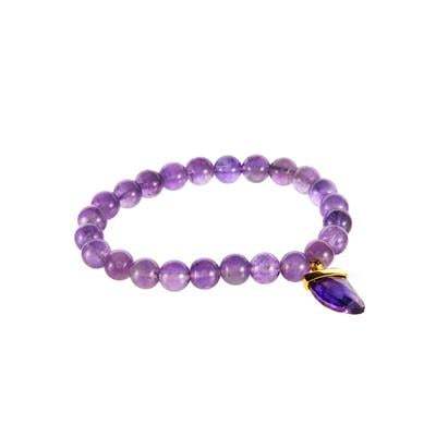 Amethyst Stretchable Bracelet in Gold Tone Sterling Silver 90cts 