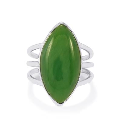 Nephrite Jade Ring in Sterling Silver 12cts