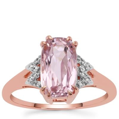 Mawi Kunzite Ring with White Zircon in 9K Rose Gold 3.60cts