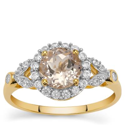 Idar Peach Morganite Ring with White Zircon in 9K Gold 1.65cts