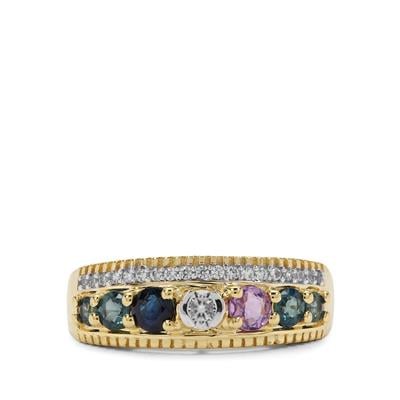 Purple Sapphire Ring with Multi Gemstones in 9K Gold 1cts