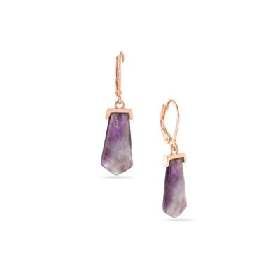 Banded Amethyst Earrings in Rose Tone Sterling Silver 10.57cts