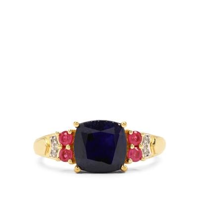 Madagascan Blue, Ilakaka Pink Sapphire with White Zircon in Gold Plated Sterling Silver 3.50cts