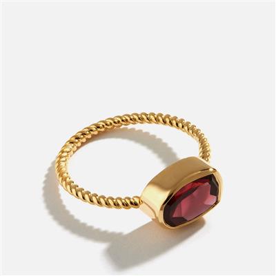 Rajasthan Garnet Ring in Gold Plated Sterling Silver 2.30cts