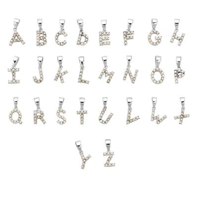 Indonesian Cultured Pearl Alphabets Pendant in Sterling Silver (1.70mm)