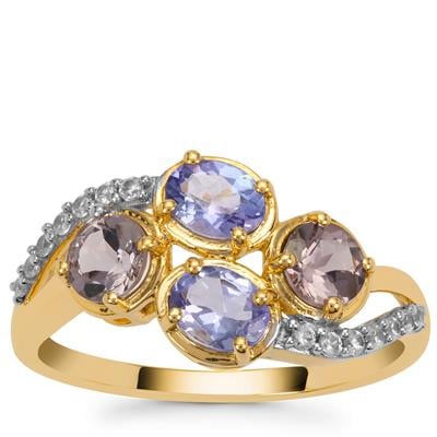 AA Tanzanite, Mahenge Purple Spinel Ring with White Zircon in 9K Gold 1.60cts