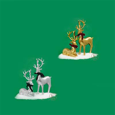 Kimbie Stag Home/Table Decorations - Set of 2 with Freshwater Cultured Pearls 7cts - Available in Gold or Silver 