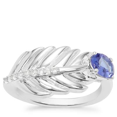 AA Tanzanite Ring with White Zircon in Sterling Silver 1cts