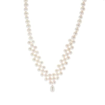 Freshwater Cultured Pearl Necklace in Sterling Silver (6 to 7.50mm)