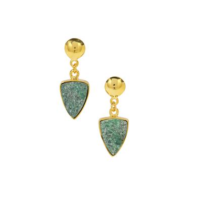 Fuchsite Drusy Earrings in Gold Plated Sterling Silver 9.20cts