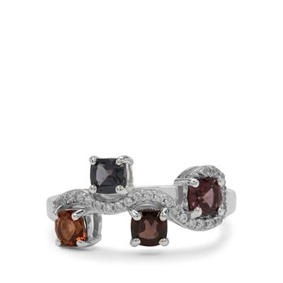 'Shades of Violet' Burmese Spinel Ring with White Zircon in Sterling Silver 1.65cts