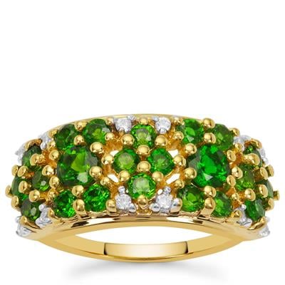 Chrome Diopside Ring with White Zircon in Gold Plated Sterling Silver 1.65cts