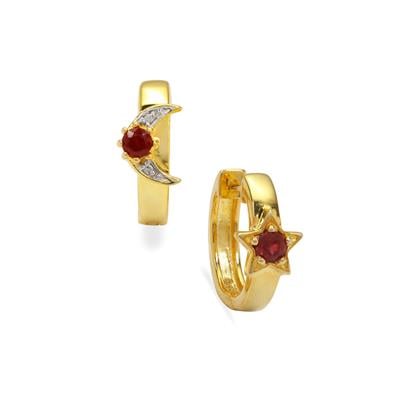 Bemainty Ruby Earrings with Diamonds in Gold Plated Sterling Silver 0.45cts