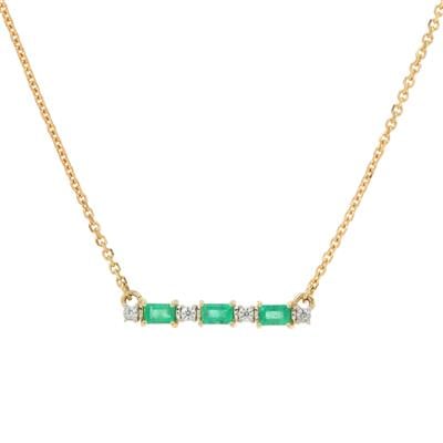 Brazilian Emerald Necklace with White Zircon in 9K Gold 0.33ct