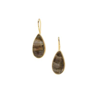 Purple Labradorite Earrings in Gold Plated Sterling Silver 19.50cts