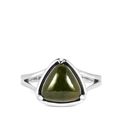 Nephrite Jade Ring in Sterling Silver 4cts