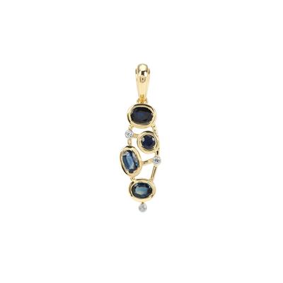 Australian Blue Sapphire Pendant with Ceylon White Sapphire in 9K Gold 1.20cts