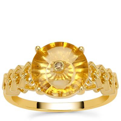 Lehrer Torus Diamantina Citrine Ring with Champagne Diamond in 9K Gold 2.65cts