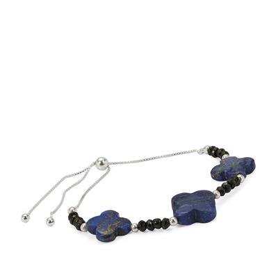 Black Spinel Bracelet with Lapis Lazuli in Sterling Silver 29cts