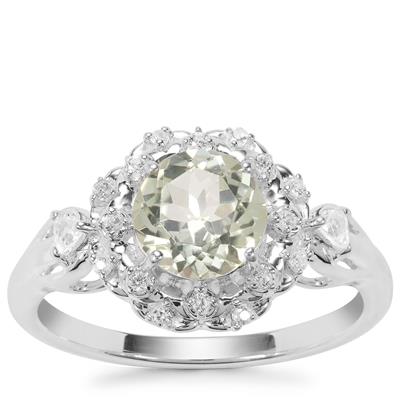 Kerala Sillimanite Ring with White Zircon in Sterling Silver 1.56cts