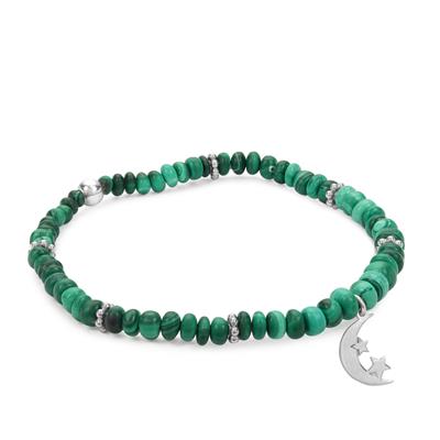 Malachite Stretchable Bracelet in Sterling Silver 44cts