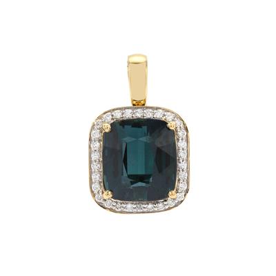 Indicolite Pendant with Diamonds in 18K Gold 6.49cts