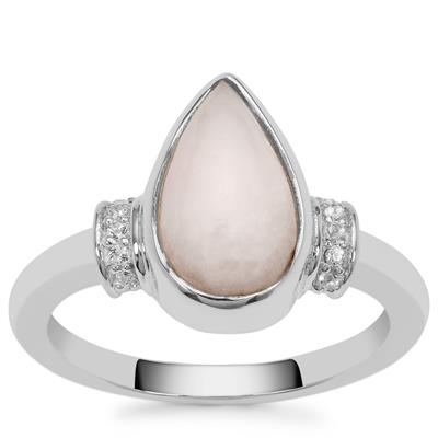 Pink Aragonite Ring with White Topaz in Sterling Silver 2.45cts
