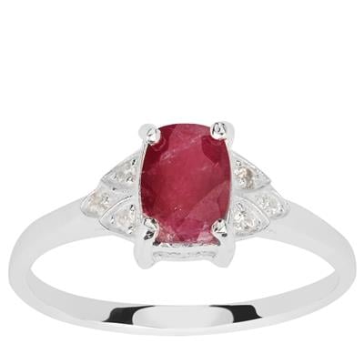 Luc Yen Ruby Ring with White Zircon in Sterling Silver 1.35cts
