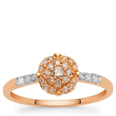 Natural Pink Diamonds Ring with White Diamonds in 9K Rose Gold 0.26ct